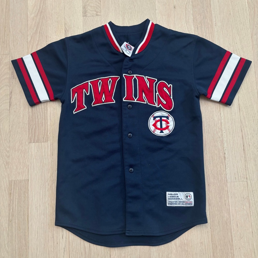 True Fan Minnesota Twins Jersey Youth M Navy Santana 57 Excellent MLB Baseball